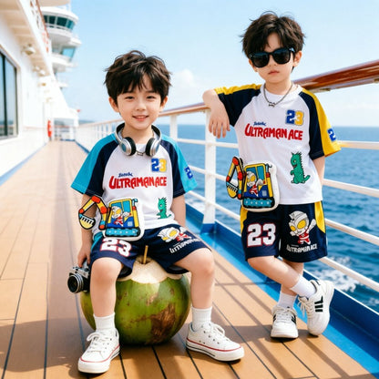配色 ラグラン Tシャツ+ショーツ セットアップ n-170