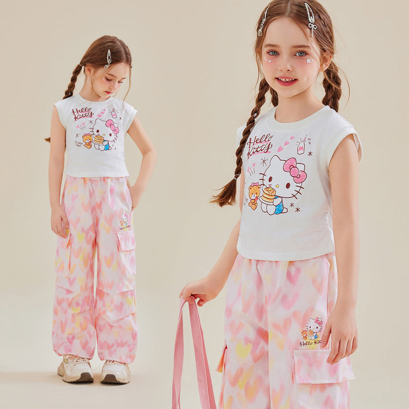 夏カジュアル かわいい プリント トップス+カジュアルパンツ セットアップ n-331