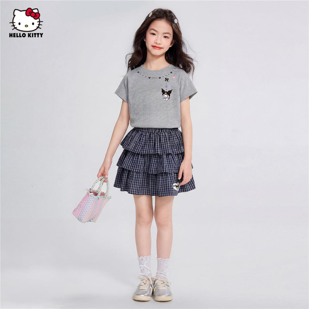 通気性に優れた 夏用 クルーネック Tシャツ+フリルスカート セットアップ n-313