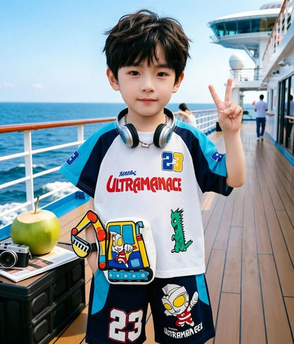 配色 ラグラン Tシャツ+ショーツ セットアップ n-170