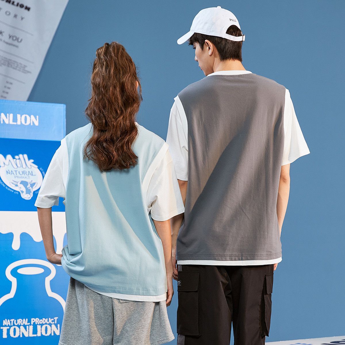 男女兼用 配色 半袖 Tシャツ C-50058