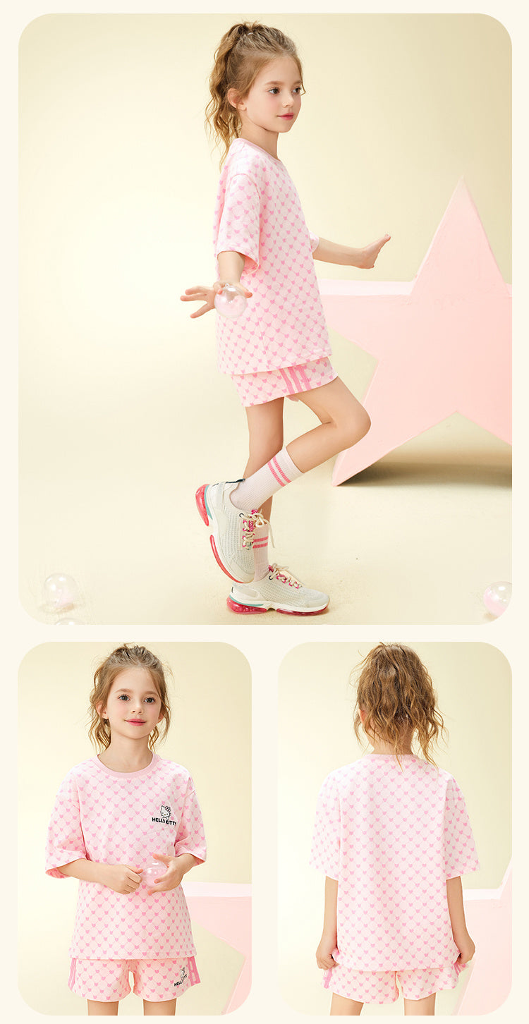 カジュアル派 総柄 半袖 トップス+ショーツ 子供服 セットアップ n-110