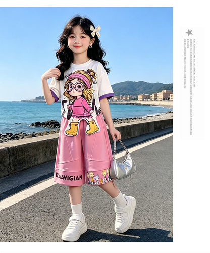 人気トレンド 可愛い プリント トップス+パンツ セットアップ n-219