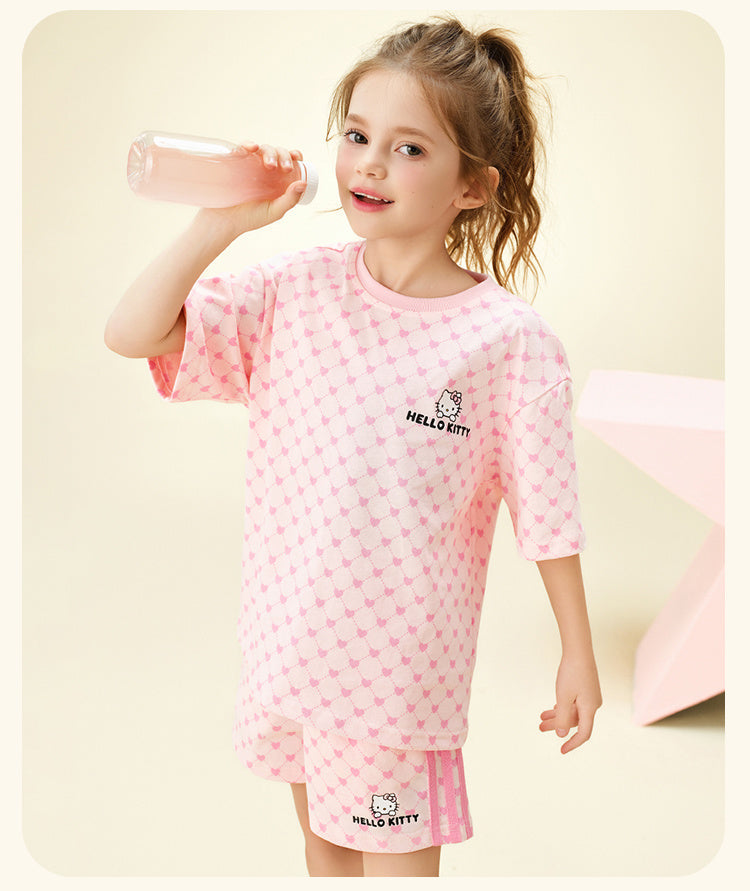 カジュアル派 総柄 半袖 トップス+ショーツ 子供服 セットアップ n-110