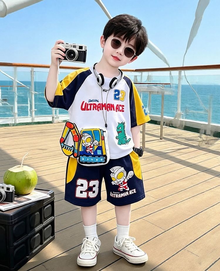 配色 ラグラン Tシャツ+ショーツ セットアップ n-170