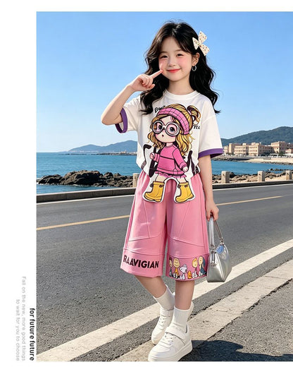 人気トレンド 可愛い プリント トップス+パンツ セットアップ n-219