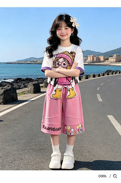 人気トレンド 可愛い プリント トップス+パンツ セットアップ n-219
