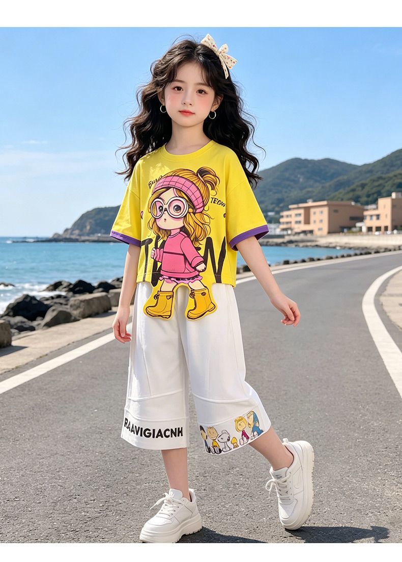 人気トレンド 可愛い プリント トップス+パンツ セットアップ n-219