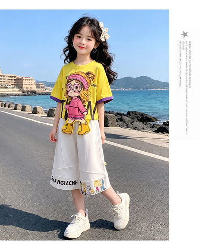 人気トレンド 可愛い プリント トップス+パンツ セットアップ n-219