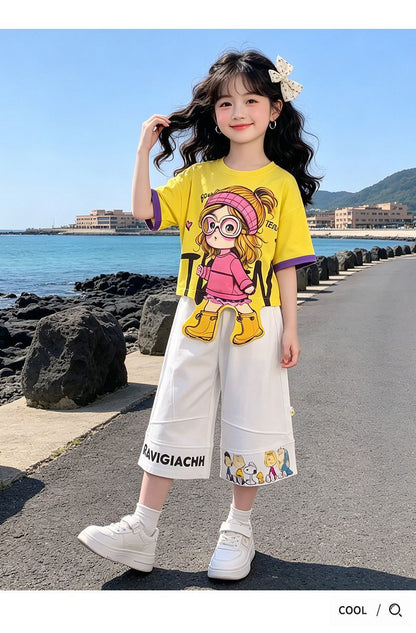 人気トレンド 可愛い プリント トップス+パンツ セットアップ n-219