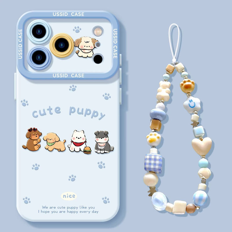 iPhone機種に対応 子犬たち 柔らかシリコン スマホケース C-80067