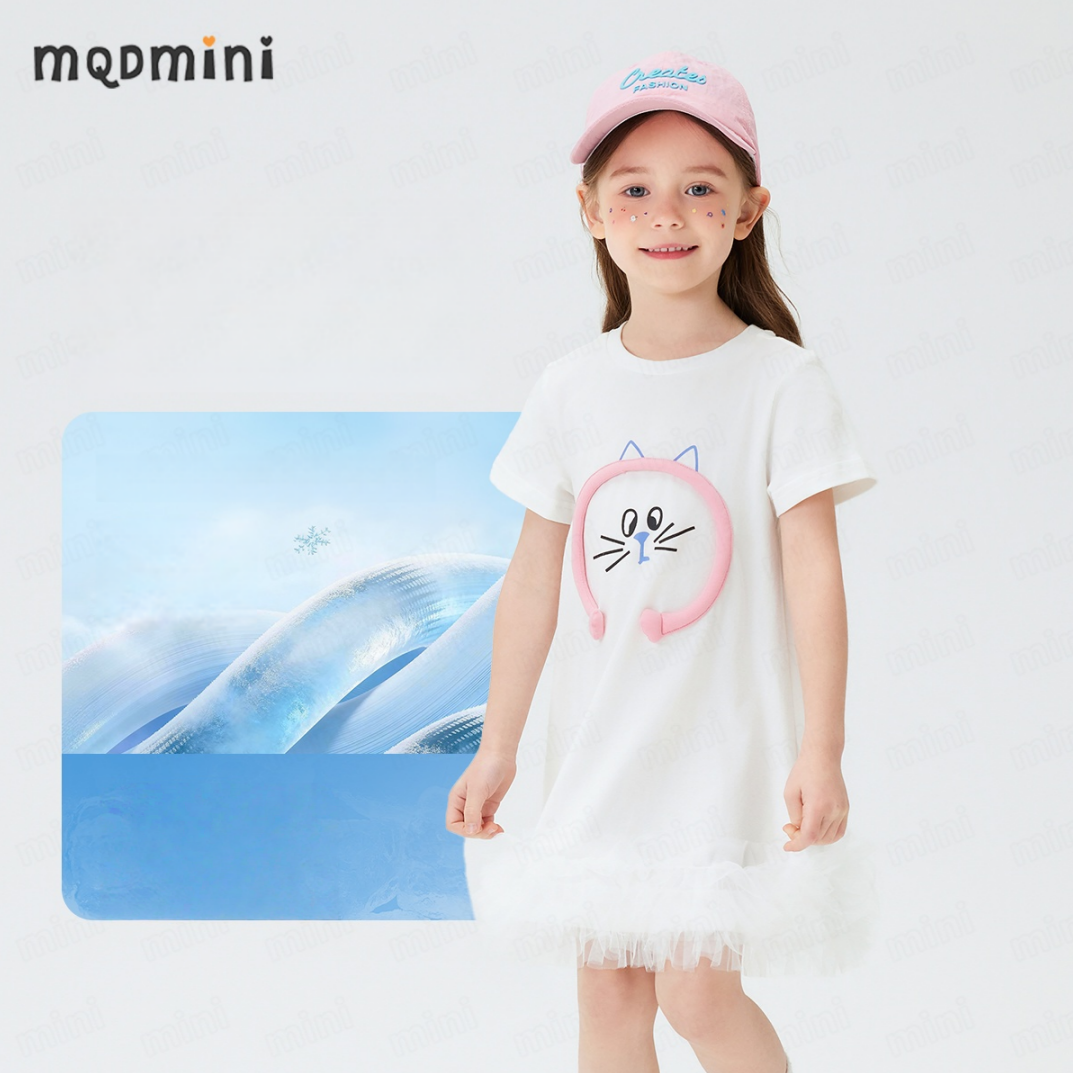 ひんやり肌触り フリル 半袖 ワンピース n-131