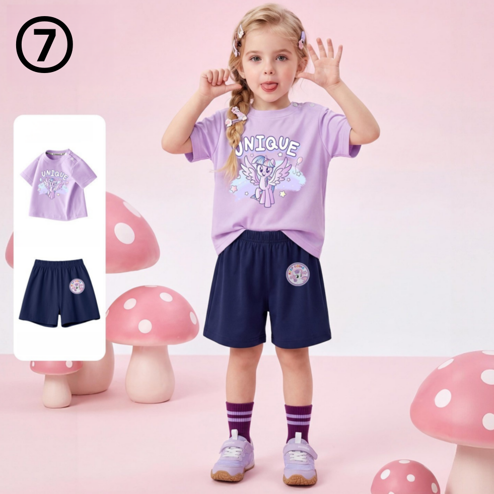 デイリー プリント Tシャツ+ショートパンツ セットアップ n-123