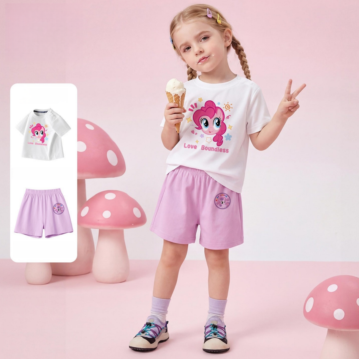 デイリー プリント Tシャツ+ショートパンツ セットアップ n-123
