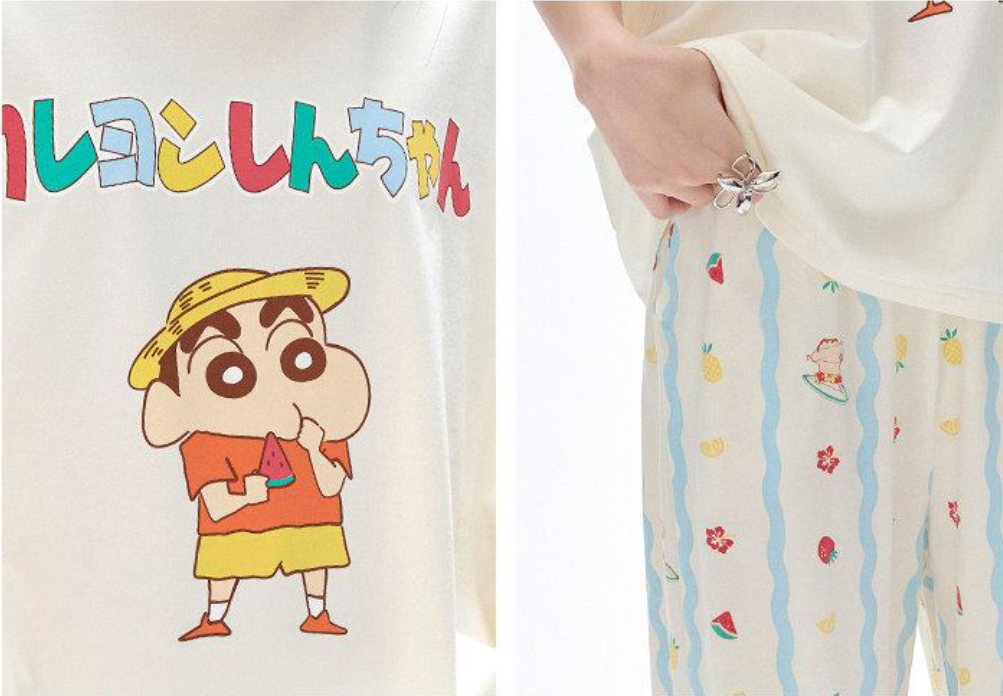品質のいい プリント パジャマ トップス+総柄 パンツ セットアップ C-50014