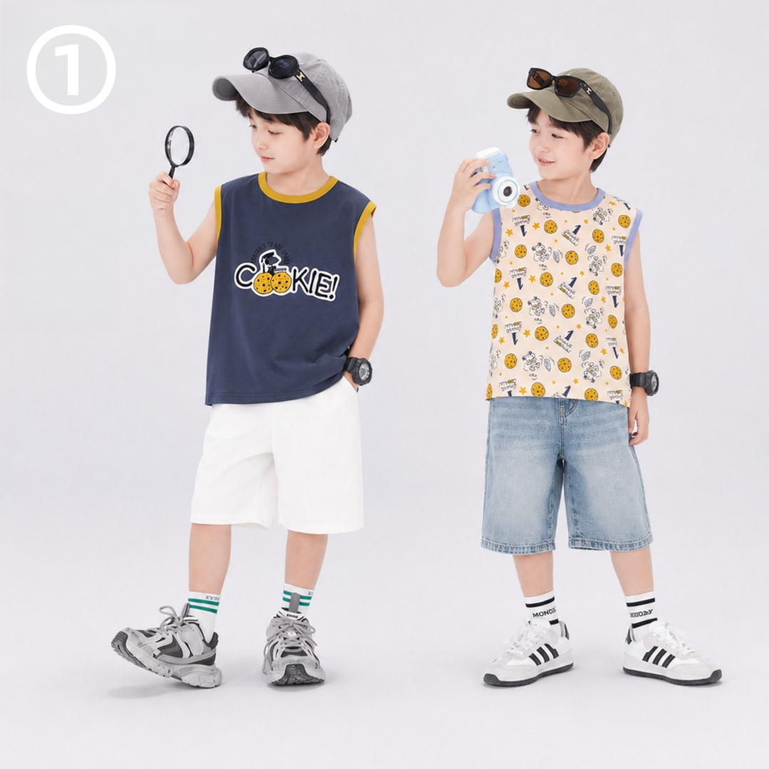 【2 枚入り】冷感素材 プリント 肌に優しい ひんやり Ｔシャツ n-210