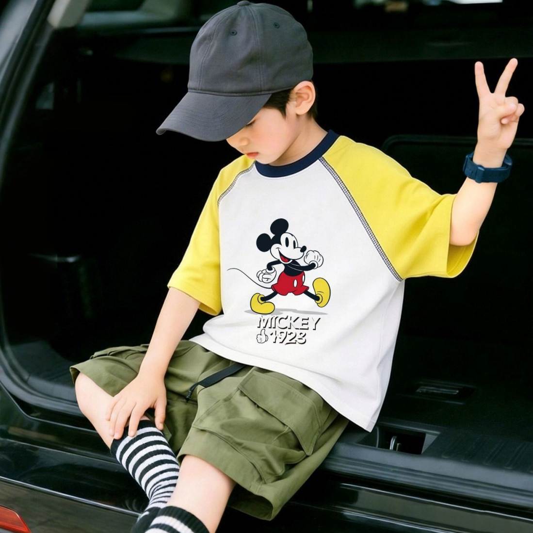通気性よい 冷感素材 ひんやり プリント 配色 Tシャツ n-214