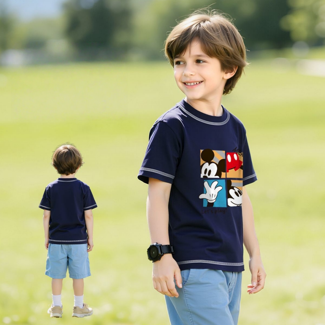 柔らか肌触り プリント キッズ 半袖 Tシャツ n-226