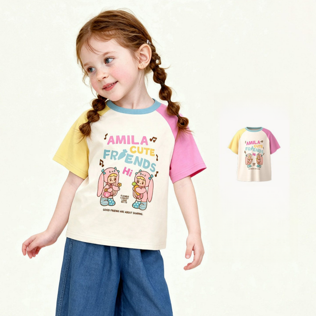肌に優しい プリント キッズ 半袖 Tシャツ n-229