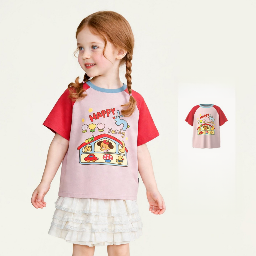 肌に優しい プリント キッズ 半袖 Tシャツ n-229