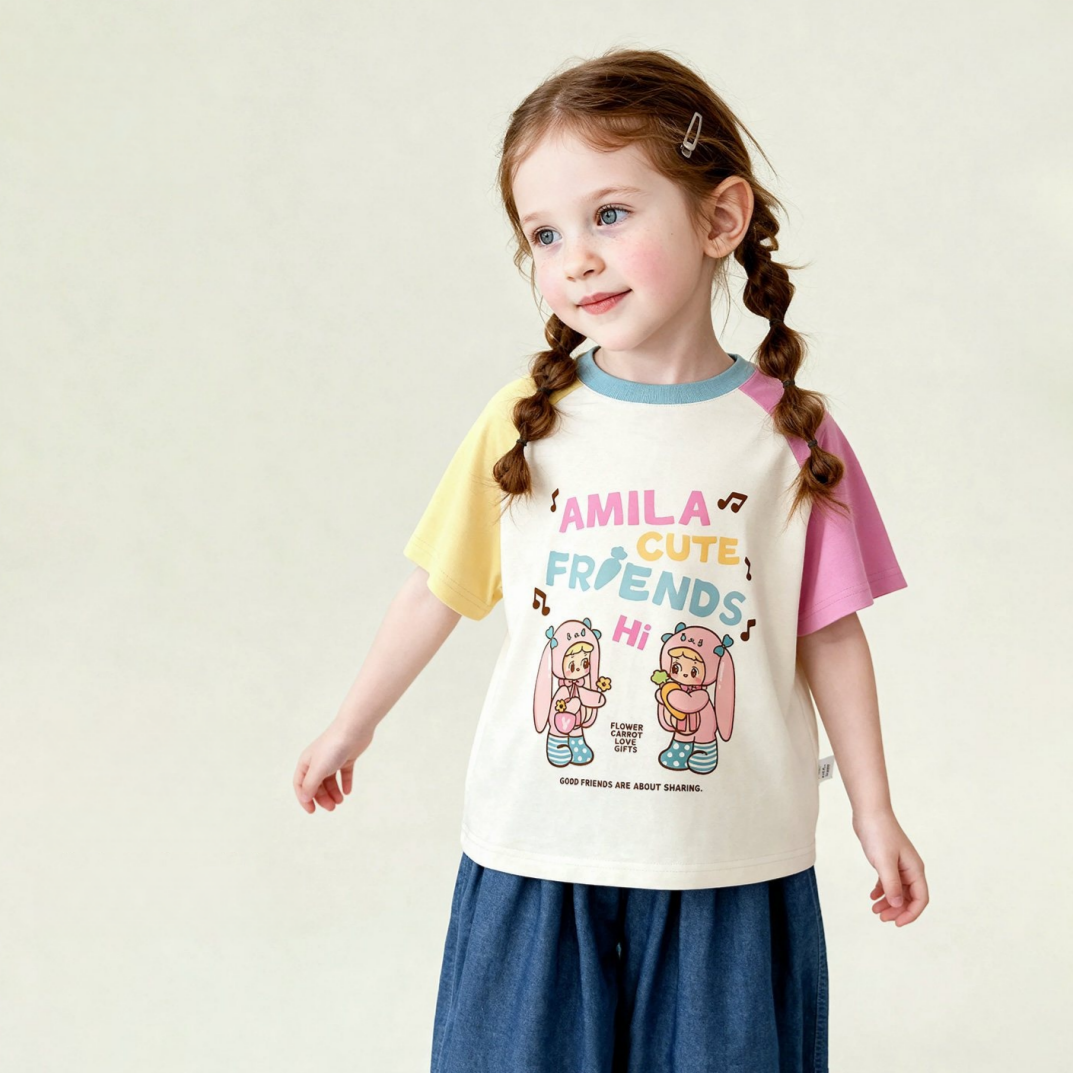 肌に優しい プリント キッズ 半袖 Tシャツ n-229