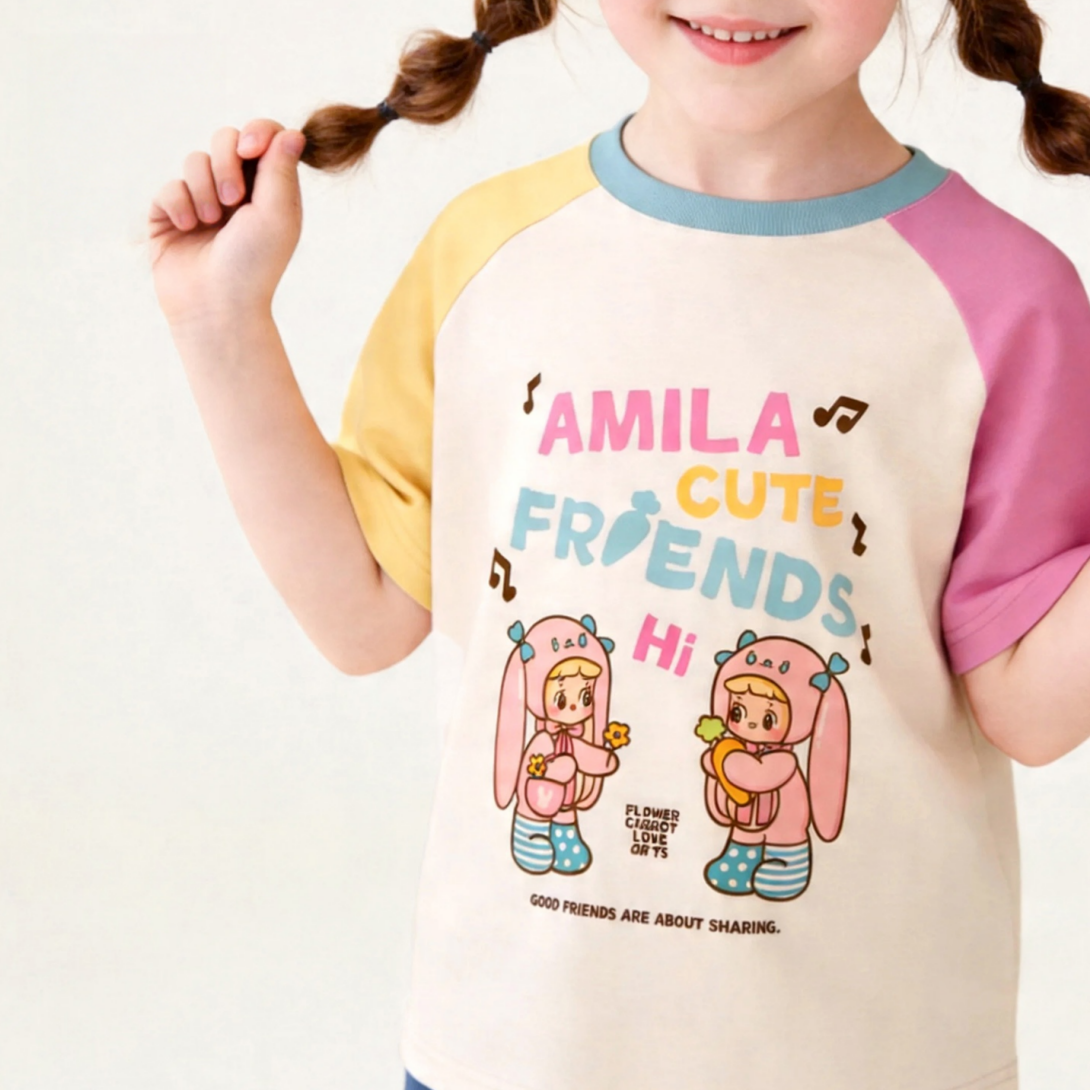 肌に優しい プリント キッズ 半袖 Tシャツ n-229