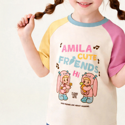 肌に優しい プリント キッズ 半袖 Tシャツ n-229