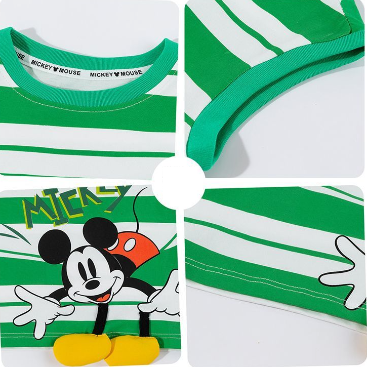 冷感快適 ボーダー 配色 プリント キッズ Tシャツ n-236