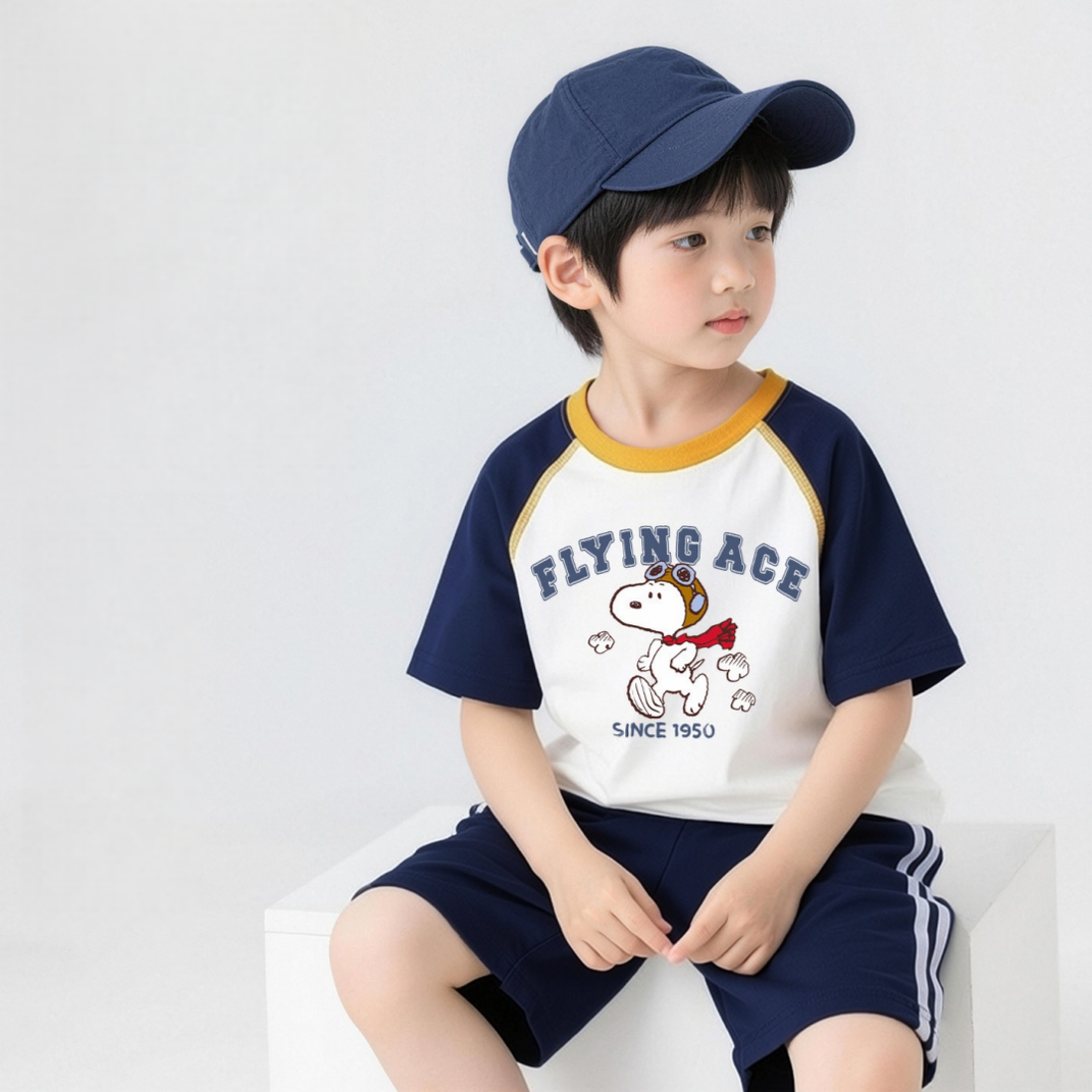 肌に優しい 切り替え Tシャツ+ショーツ セットアップ n-256
