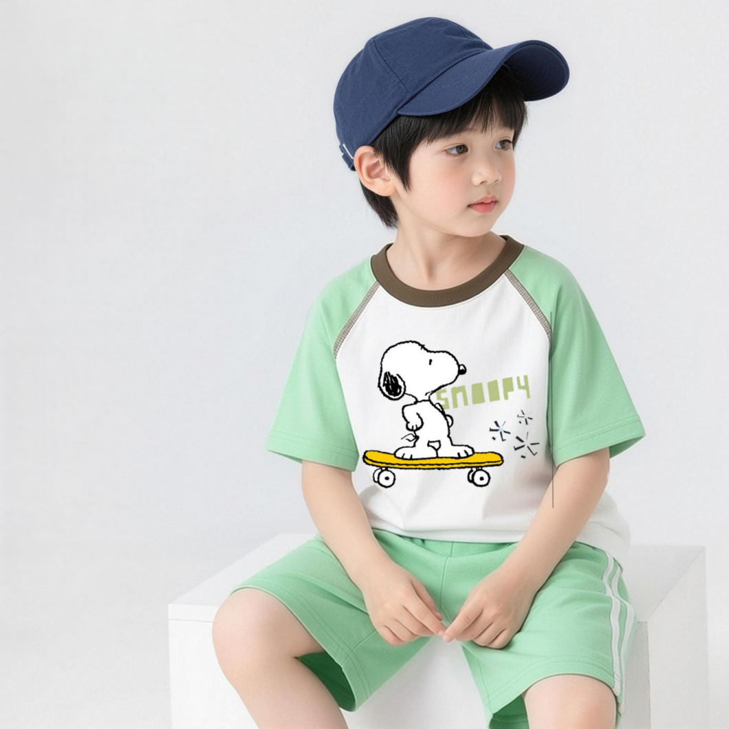 肌に優しい 切り替え Tシャツ+ショーツ セットアップ n-256