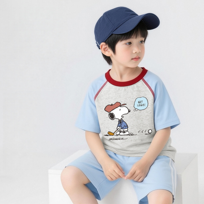 肌に優しい 切り替え Tシャツ+ショーツ セットアップ n-256