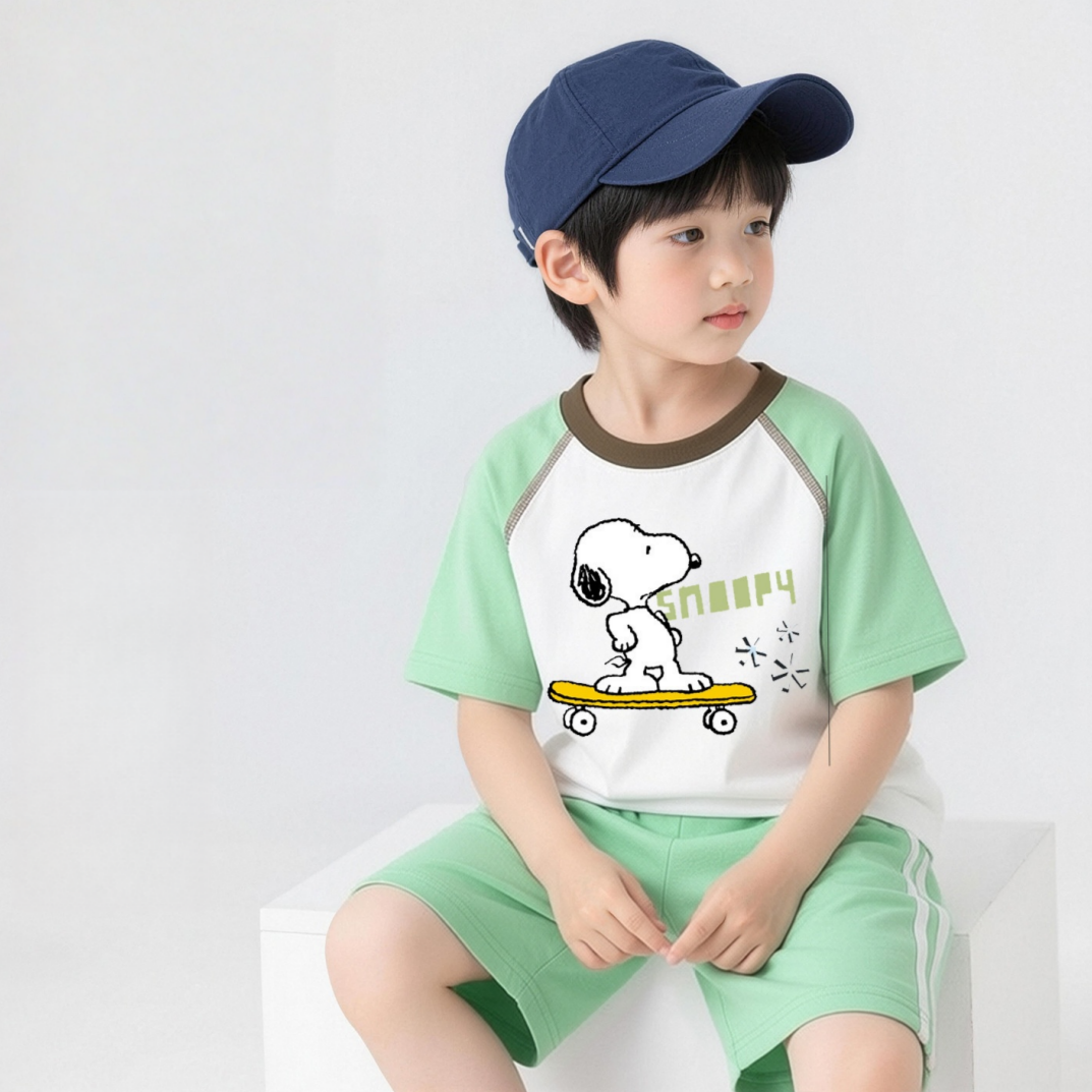 切り替え 肌に優しい Tシャツ+ショーツ セットアップ n-257