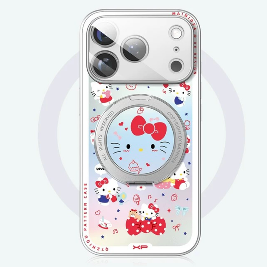 iPhone機種に対応 総柄 360度回転スタンド 磁気吸着 スマホケース C-80014