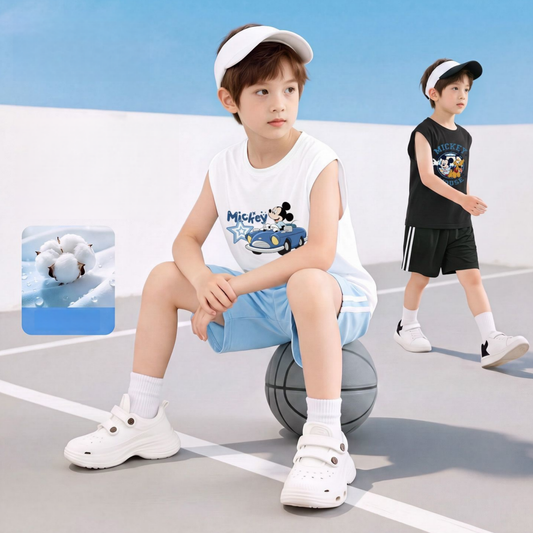 上質綿素材 通気吸汗 夏用 Tシャツ+ショーツ セットアップ n-289