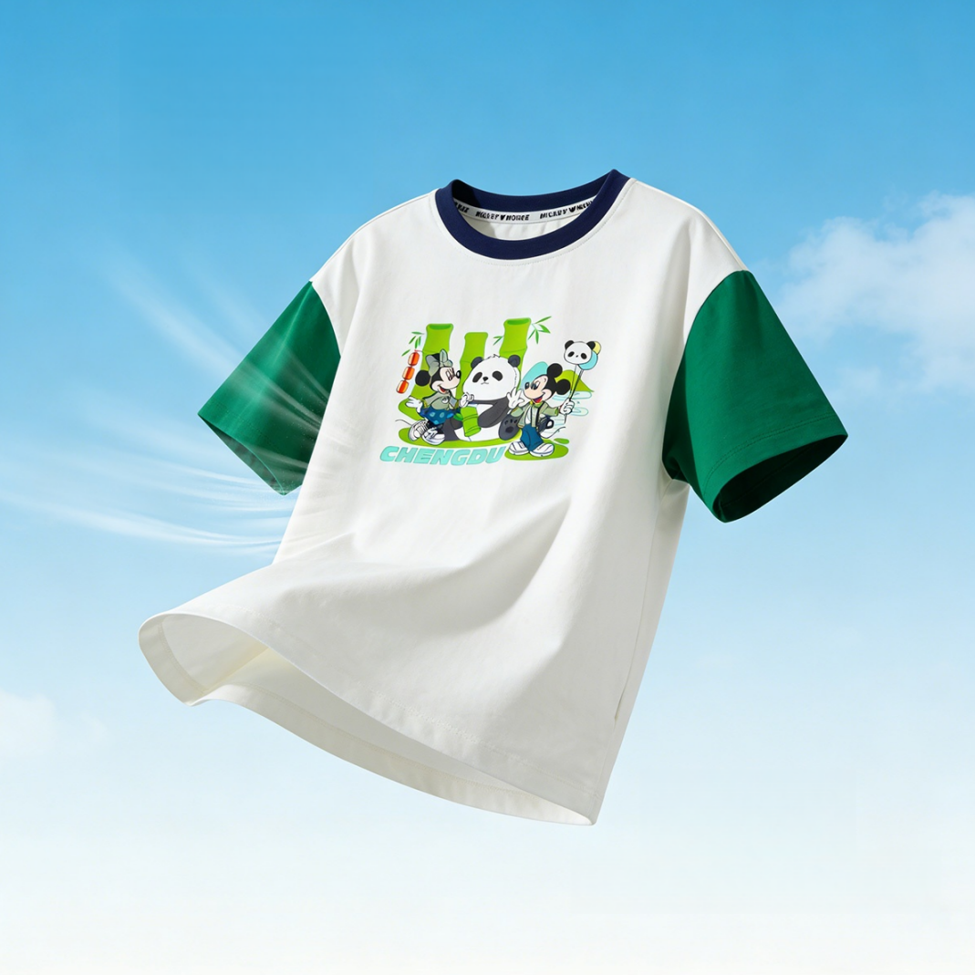 【接触冷感・吸汗通気】冷感アイス綿 切り替え 配色 吸汗通気 Tシャツ n-297