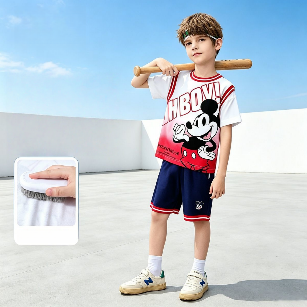 おしゃれ サラサラ快適 通気性メッシュ キッズ Tシャツ+ショートパンツ セットアップ n-310