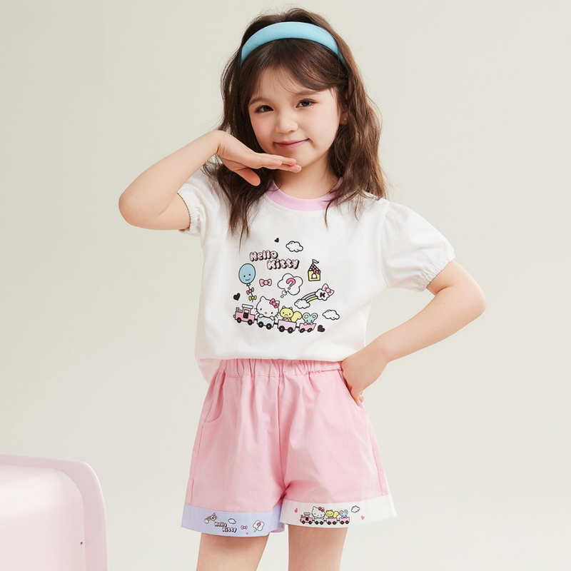 甘いピンク 配色 トップス+パンツ セットアップ n-347