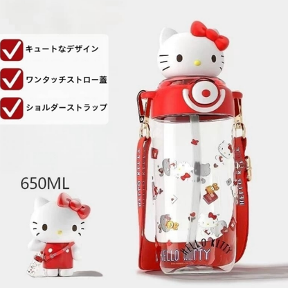 水漏れ防止 ショルダーストラップ付き 650ml 手持ち・肩掛け 水筒 ボトル C-388