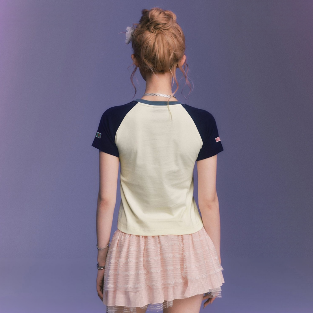 2色 かわいい ショート丈  Tシャツ C-50036