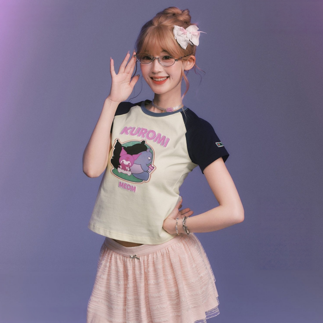 2色 かわいい ショート丈  Tシャツ C-50036