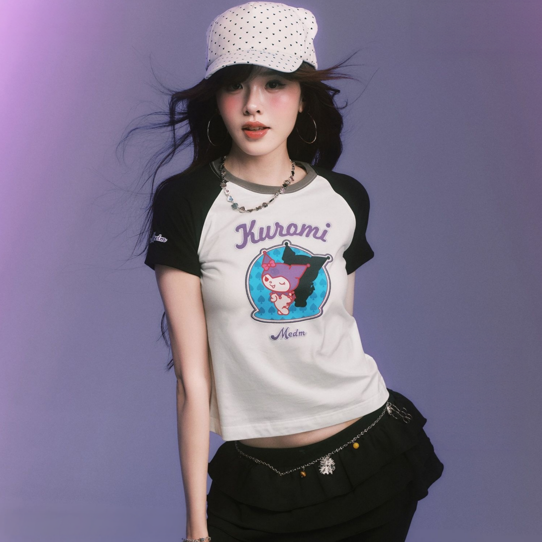 2色 かわいい ショート丈  Tシャツ C-50036