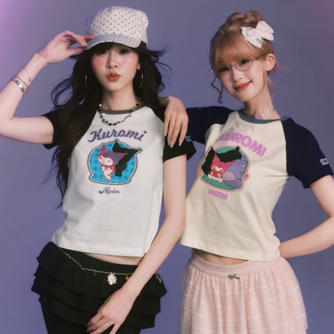 2色 かわいい ショート丈  Tシャツ C-50036