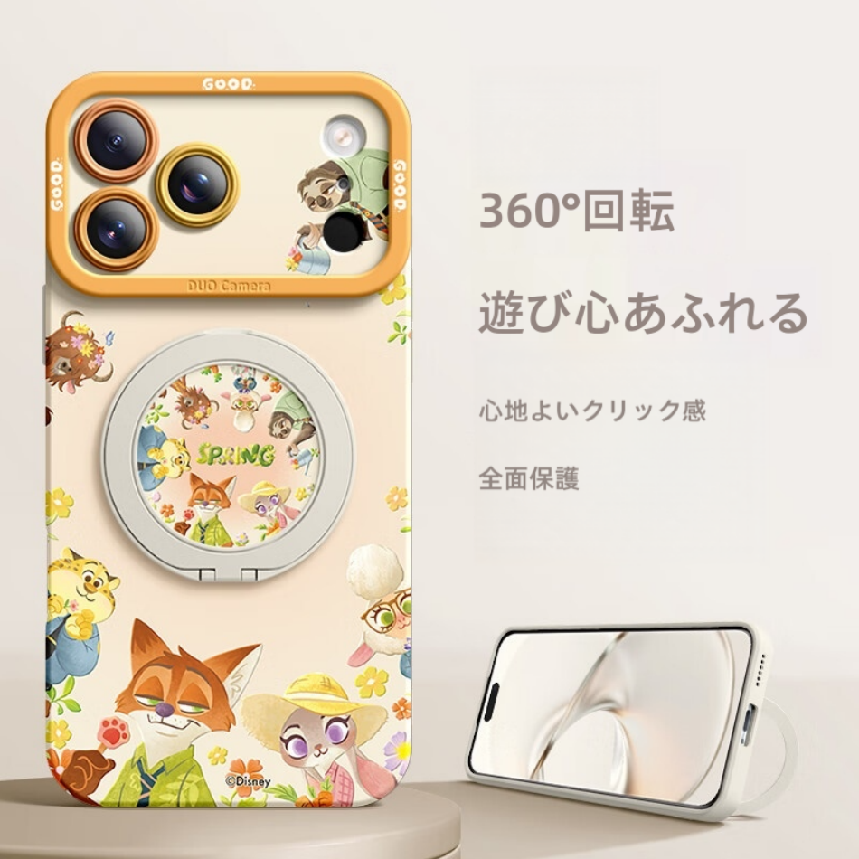 iPhone機種に対応 360°回転スタンド付き スマホケース C-80188