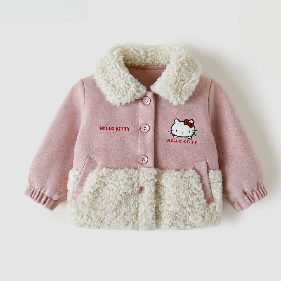 ボア襟 刺繍デザイン 女の子 秋冬 中綿ジャケット n-480