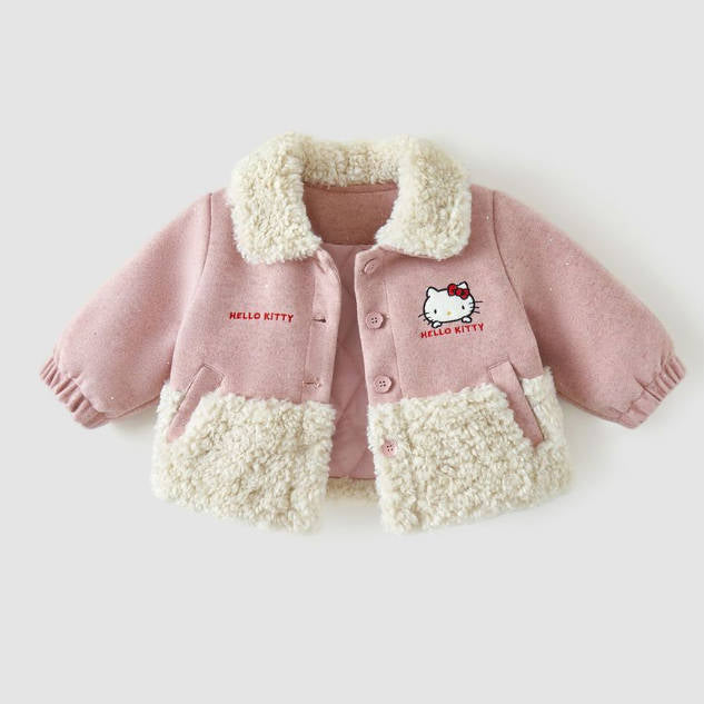 ボア襟 刺繍デザイン 女の子 秋冬 中綿ジャケット n-480