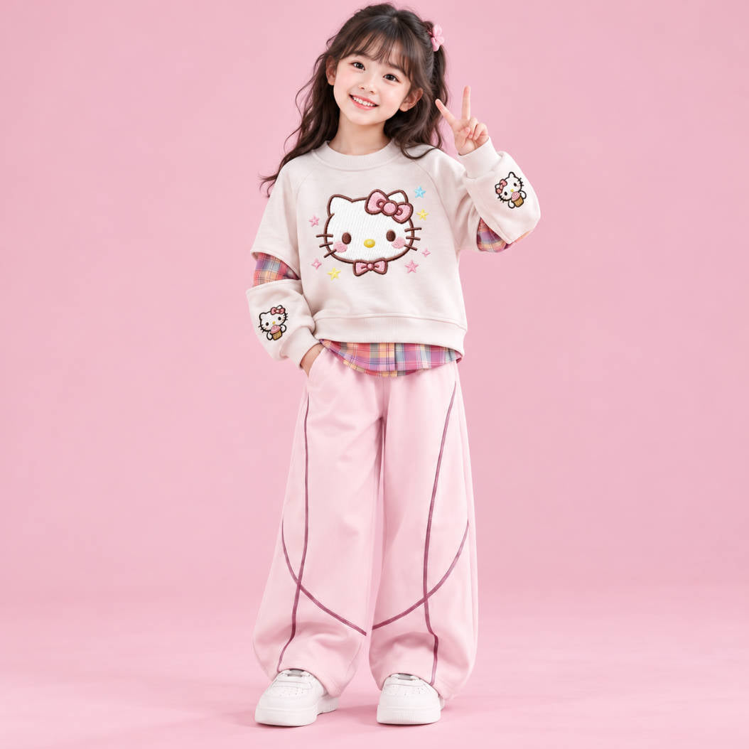 二点セット 韓国風 裏起毛 トレーナー +  パンツ セットアップ n-482