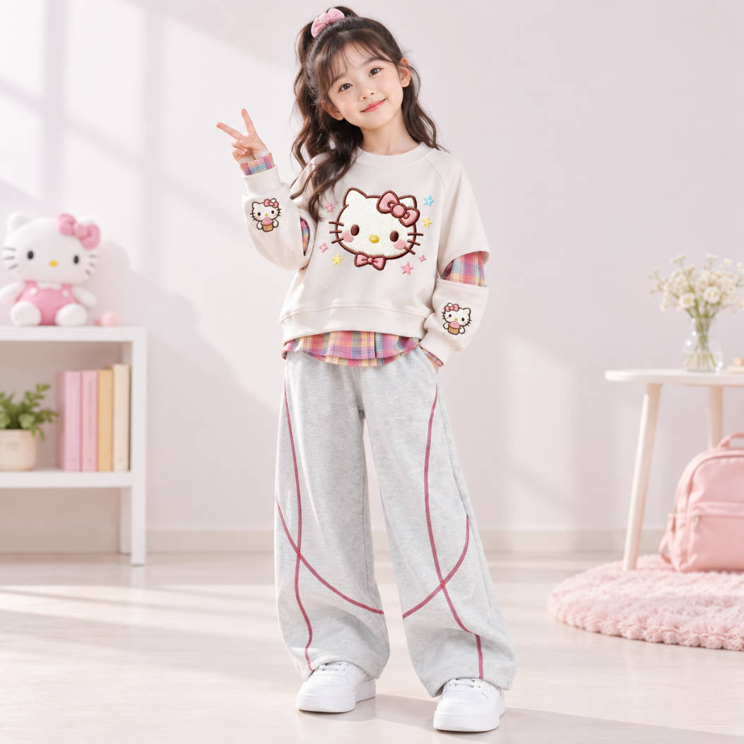 二点セット 韓国風 裏起毛 トレーナー +  パンツ セットアップ n-482