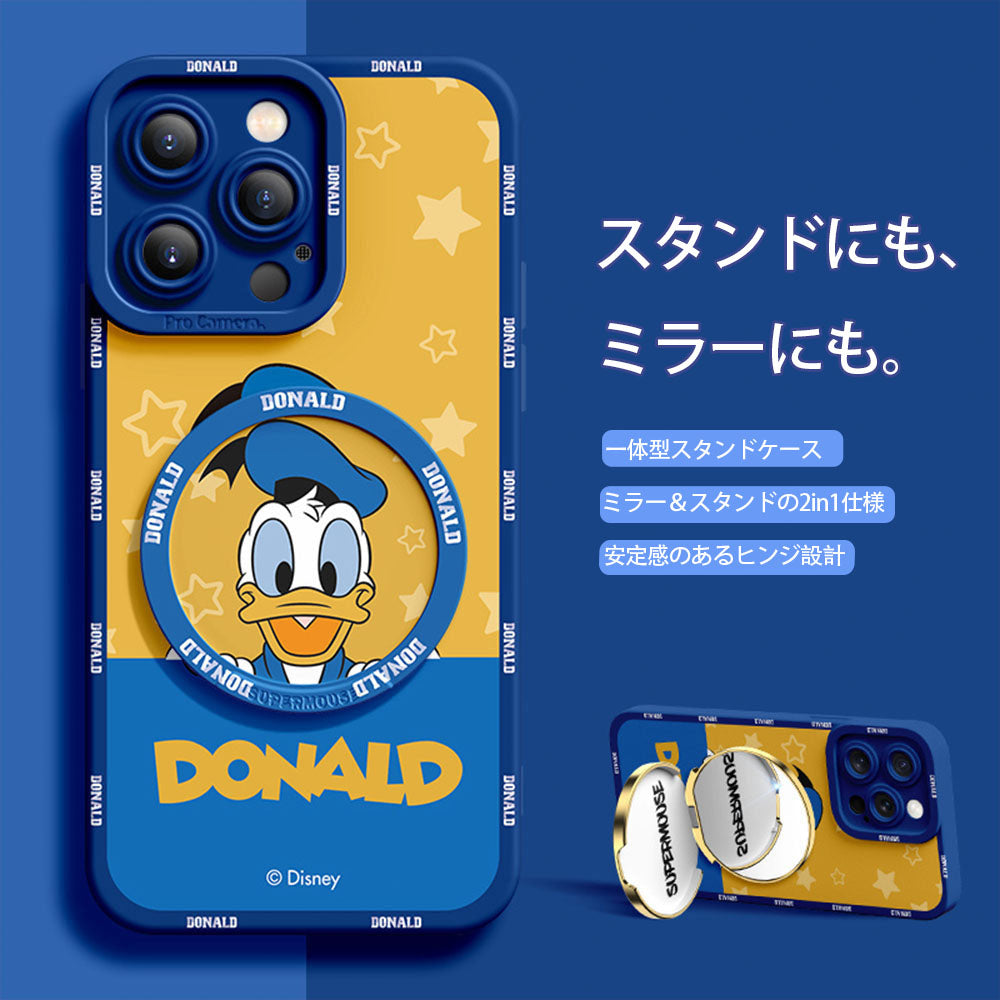 【🪞ミラー付き】【💄メイク直しに便利】iPhone対応 2WAY スタンド スマホケース C-80154