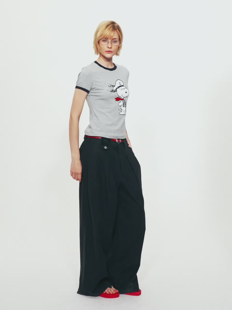 2色展開 着瘦せ プリント Tシャツ C-50042