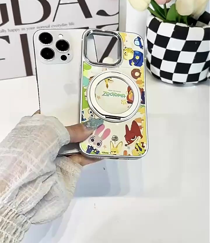iPhone機種に対応 マグネット充電対応 360度回転リング スタンド付き スマホケース C-80024